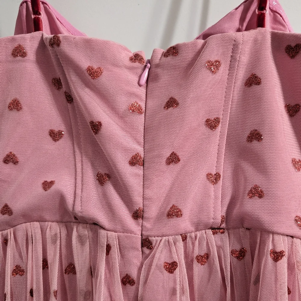 ✨Viral✨ Betsey Johnson dress! Pink with red hearts tulle underwire zip up size 2 - Picture 7 of 9